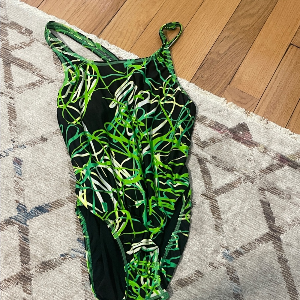 Speedo Black and Green Women's One Piece Swimsuit